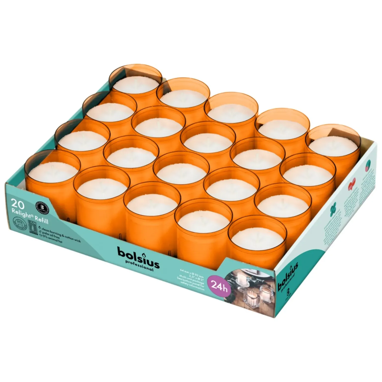 Bolsius Professional Relight Refill Oranje (20 stuks)