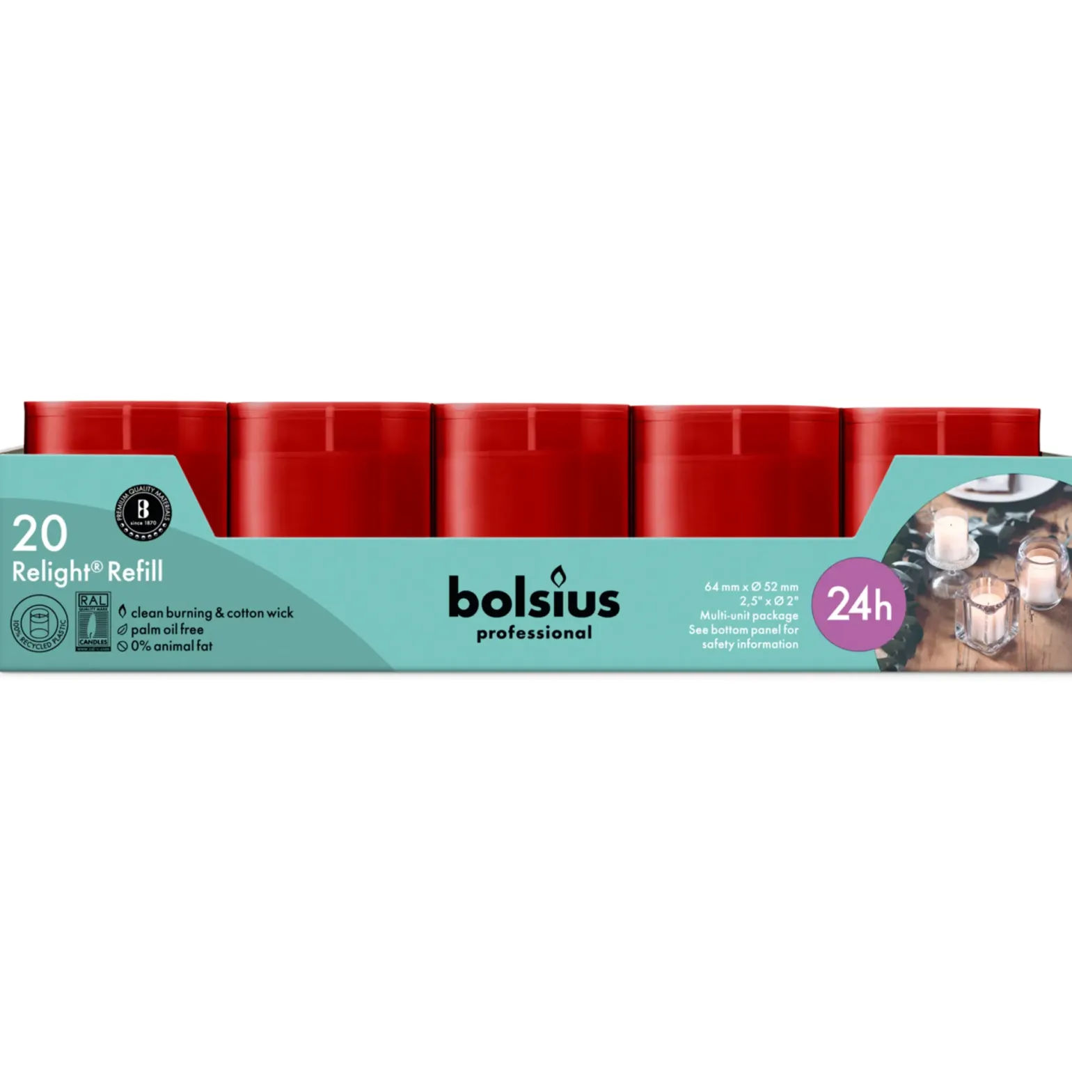 Bolsius Relight Refill Rood (20 stuks)