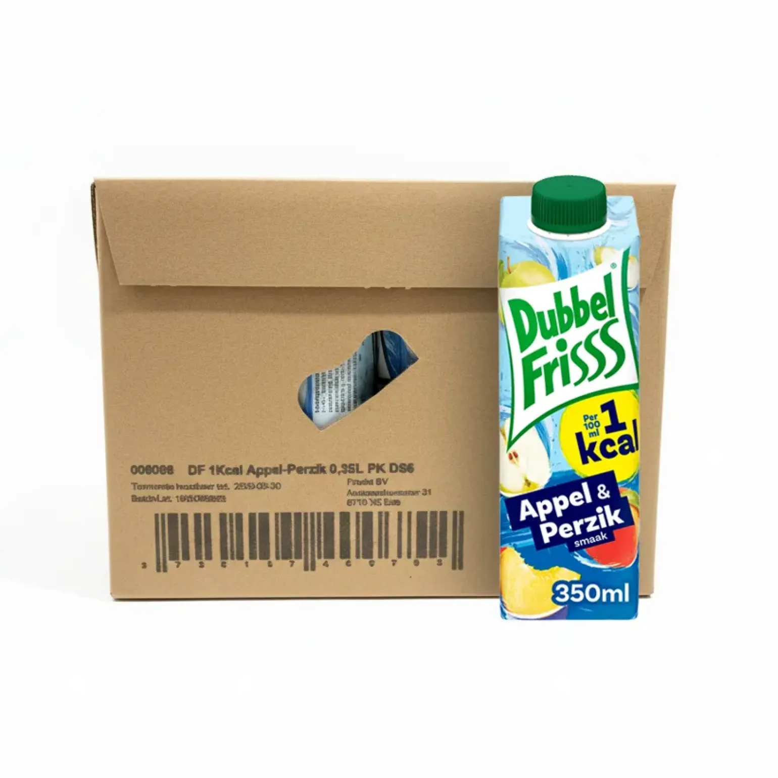 DubbelFrisss 1Kcal Appel Perzik pak (8x 350ml)