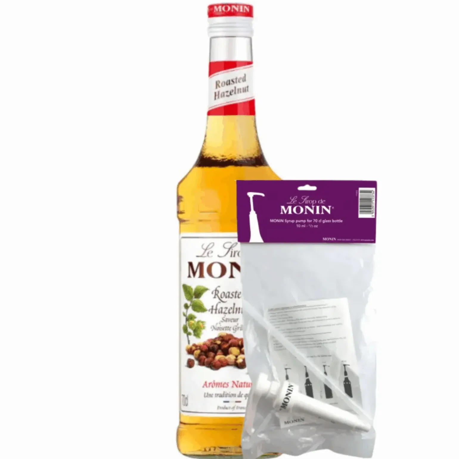 Monin Siroop Roasted Hazelnut (70 cl) + Monin Siroop Pompje (10Ml)